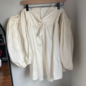 NWT For Love & Lemons Bridal Saint Lucia Mini Dress Off Shoulder Tie Front S